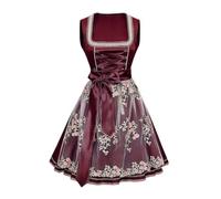Floral Mesh Dirndl Dress for Women, Square Neck Lace Up Oktoberfest Costume, Sleeveless Bavarian Outfit with Large Waist Satin Bow