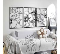 Floral Metal Wall Art Set, 3 Panel Poppy Flower Decor, Large Modern Metal Wall Hanging for Living Room, Bedroom Home Interior Wall Decor