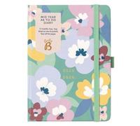 Busy B A6 Diary - Mid-Year Academic Planner - Aug 25 - Aug 26 - Floral Print Journal - Week-to-View with To-Do Lists, Notes Pages, 3 Pockets, Pen Loop, Year Planner & Elastic Closure