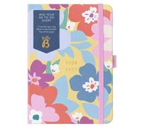 Busy B A6 Diary - Mid-Year Academic Planner - Aug '26 - Aug '27 - Floral Print Planner Journal - Week-to-View with To-Do Lists, Notes Pages, 3 Pockets, Pen Loop, Year Planner & Elastic Closure