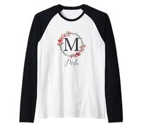 Floral Mila Name Flower Personalized Name Mila Raglan Baseball Tee