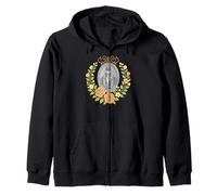 Floral Miraculous Medal Marian Catholic Devotion Zip Hoodie