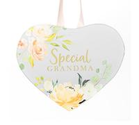 Floral Mirror Glass Hanging 'Heart' Plaque Gift - Special Grandma