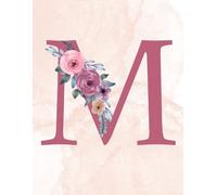Floral Monogram Notebook - Letter M | Purple & Pink Watercolor Design, 8.5 x 11 College Ruled Lined Journal with Initial and Flowers: Personalized Gift for Women, Teens, and Students