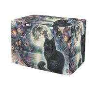 Floral Moon Cat Blue Breathable Dog Crate Cover Easy to Install Crate Cover with Mesh Windows Small