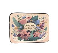 Floral Mother'S Day Shockproof Laptop Sleeve 13 Inch, Oxford Fabric Case With Foam Padding, Lightweight Protective Cover For Pad Notebook, Business School Travel Use