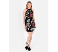 Floral Motif Halter Neck Mini Dress Maya Deluxe Black 14