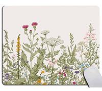 Floral Mouse pad Green Floral Flower Botanical Custom Mouse Mat Design,Washable Mousepads Lycra Cloth,Non-Slip Rubber Base Computer Mousepad Personalized for Wireless Mouse 7.9 x 9.5 in