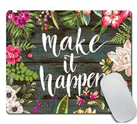 Floral Mouse Pad Motiavation Quote Make it Happen Neoprene Inspirational Quote Mousepad Office Space Decor Home Office Computer Accessories Mousepads Watercolor Vintage Flower Design