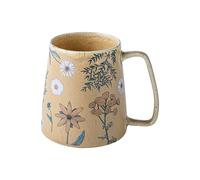 Floral Mugs | 710ml Large Ceramic Coffee Cup | Hand-Painted Hot Drink Mug | Exquisite Home Decor Bracket | Beer Mug for Living Room, Study, Movie Nights, Lovers, Students, Milk, Tea, Juice