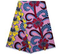 Floral Multi Colour Ankara Print Poly Cotton 6 Yards West African Inspired Fabric for Dress/Skirt/Sewing/Quilts/Crafts Material (5.4m Long x 1.2m Wide)