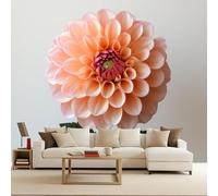 Floral Mural Wallpaper Non-Woven, Pink Dahlia 3D Murals, 3D Optical Illusion Backdrop Decorative Wall Art Modern Photomurals Easy Apply for Home Decoration 200X140cm