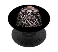 Floral Mushroom Skeleton Reading Book Gothic Retro PopSockets Adhesive PopGrip