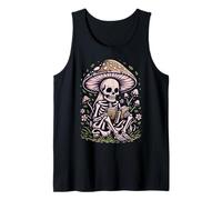 Floral Mushroom Skeleton Reading Book Gothic Retro Tank Top