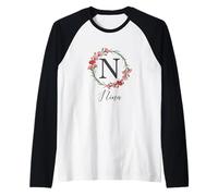 Floral Nina Name Flower Personalized Name Nina Raglan Baseball Tee