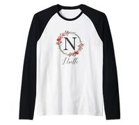 Floral Noelle Name Flower Personalized Name Noelle Raglan Baseball Tee