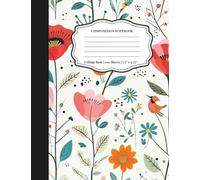 Floral Notebook for Women & Girls | College Ruled, 100 Sheets, 7.5” x 9.75” | Cute Vintage Botanical Cover with Birds & Wildflowers: Aesthetic Gift for Students, Teachers or Writers