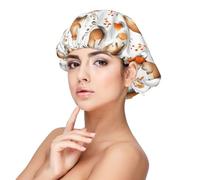 Floral Orange Guinea Pig Print Satin Silk Bonnet for Sleeping Women, Adjustable Double Layer Satin Hair Bonnet Night Sleep Cap for Curly Hair