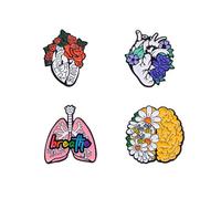 Floral Organ Enamel Pins Brain Breather Lung Heart Human Organs Brooch Creative Flowers Anti-light Brooches Lapel Badges Clothes Bag Decor Jewelry Gift for Women Friends