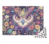 Floral Owl Art 1000 Piece Puzzles Colorful Floral Owl Home Decoration Educational Game Gifts Puzzles for Adults Jigsaw Puzzles for Adults 52x38cm/1000pcs
