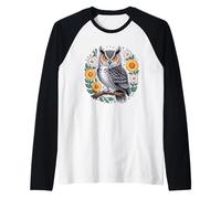 Floral Owl Owls Flowers Bird Animal Nature Artful Creative Raglan Baseball Tee