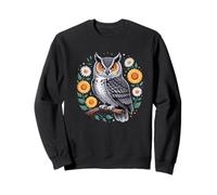Floral Owl Owls Flowers Bird Animal Nature Artful Creative Sweatshirt