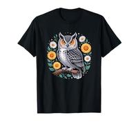 Floral Owl Owls Flowers Bird Animal Nature Artful Creative T-Shirt