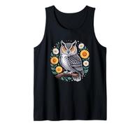 Floral Owl Owls Flowers Bird Animal Nature Artful Creative Tank Top