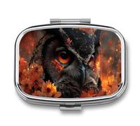 Floral Owl Pill Box 2 Compartment Portable Medicine Pill Case Travel Pill Organizer for Pocket Purse