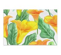 Floral Painted Orange Calla Lilies Jigsaw Puzzles 500 Pieces Adults Funny Puzzle Game Gifts Fun Nature Puzzle Animal Floral Art, 20.5x14.9 Inch