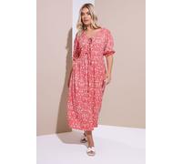 Floral Paisley Bow Tie Front Midaxi Dress Yours Red 20