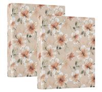 Floral Pale Orange 3 Ring Binders 1.5 Inch Clear View Three Ring Binders Versatile Binder Fits 200 Sheets 2 Pack