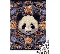 Floral Panda Art Print Jigsaw Puzzles Puzzles for Adults Kids. 1000 Piece Impossible Challenge Toy Educational Game Home Decoration for Adults& Kids Age 14 Years Up 38x26cm/1000pcs