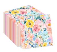 Floral Paper Napkin, 40PCS Rose Flower Napkins Disposable Luncheon,Flower Party Supplies Birthday Decorations,Floral Party Dinner Paper Napkins for Wedding,Baby Shower,Birthday, 6.5" x 6.5"