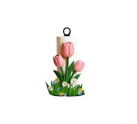 Floral Paper Towel Holder Freestanding Kitchen Roll Stand with Solid Wood Base and Acrylic Pole Decorative Napkin Rack Modern Boho Rustic Countertop Accessory 26x13cm Black(flower)