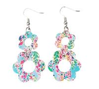 Floral Patchwork Leopard Print Earrings Dangle Ear Hooks Accessory For Trendy Women Seeking Fashionable Accessories