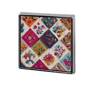 Floral Patchwork Plaid Check Enamel Lapel Pin Badge Brooches for Women Men Jewelry Backpack Hats Decor