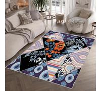 Floral Patchwork Style 80 x 150 cm Medium Soft Area Rug 3D Vintage Leaves short plush Rug Washable Flannel Bedroom Carpet for Living Room Q-373