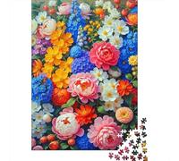 Floral Pattern 1000 Piece Jigsaw Puzzle Paper for Adults Colorful Blooms Jigsaw Puzzle for Family Relaxing Gift 38x26cm/1000pcs
