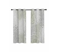 Floral Pattern Blackout Curtains for Bedroom Living Room, Outline White Green Chrysanthemum Graphic 45 In Long Thermal Insulated Room Darkening Drapes Grommet Window Treatments, 52 x 45 In