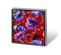 Floral Pattern Blue Purple White Flowers Unisex Brooches & Pins Square Lightweight Lapel Badge Jewelry for Clothing Shawl Hat