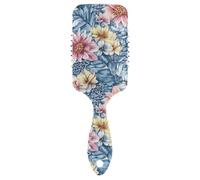 Floral Pattern Colorful gentle hair brush for thick hair Designed head massager for short hair with Ergonomic handle cepillo para cabello rizado