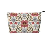 Floral Pattern Cosmetic Bag, Large Corduroy Makeup Pouch, Travel Beauty Storage Case, Vintage Design, Royal Pink A, Vintage Floral