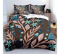 Floral Pattern Duvet Cover King Size Bedding Set Abstract Pattern Ultra-Soft Microfiber 3D Textured Duvet Cover Set with 2 Pillowcases - Breathable Fabric & Zip Closure