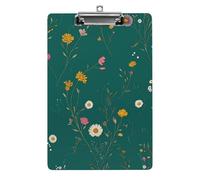 Floral Pattern Green Background_1 A4 Acrylic Clipboard for Papers Writing Planner, Office Wall Mounted Large Capacity Organizer