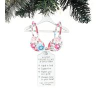 Floral Pattern Hanging Bra, A Good Friend is Like a Good Bra Christmas Ornament, Wooden Friendship Pendant Keepsake, Friendship Gifts for Women Friend (#C)