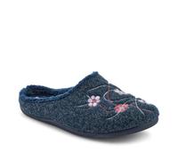Floral Pattern Mule Slippers - Navy Size 8