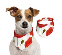 Floral Pattern Of Poppy Flowers,Dog Bandanas Cotton Pet Scarf Adjustable Bibs for Pet,S