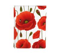 Floral Pattern Of Poppy Flowers, PU Leather Laptop Sleeve, Notebook Bag Laptop Case Sleeve Tablet Briefcase