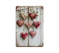 Floral Pattern On Fabric Hearts Metal Tin Sign Plaque